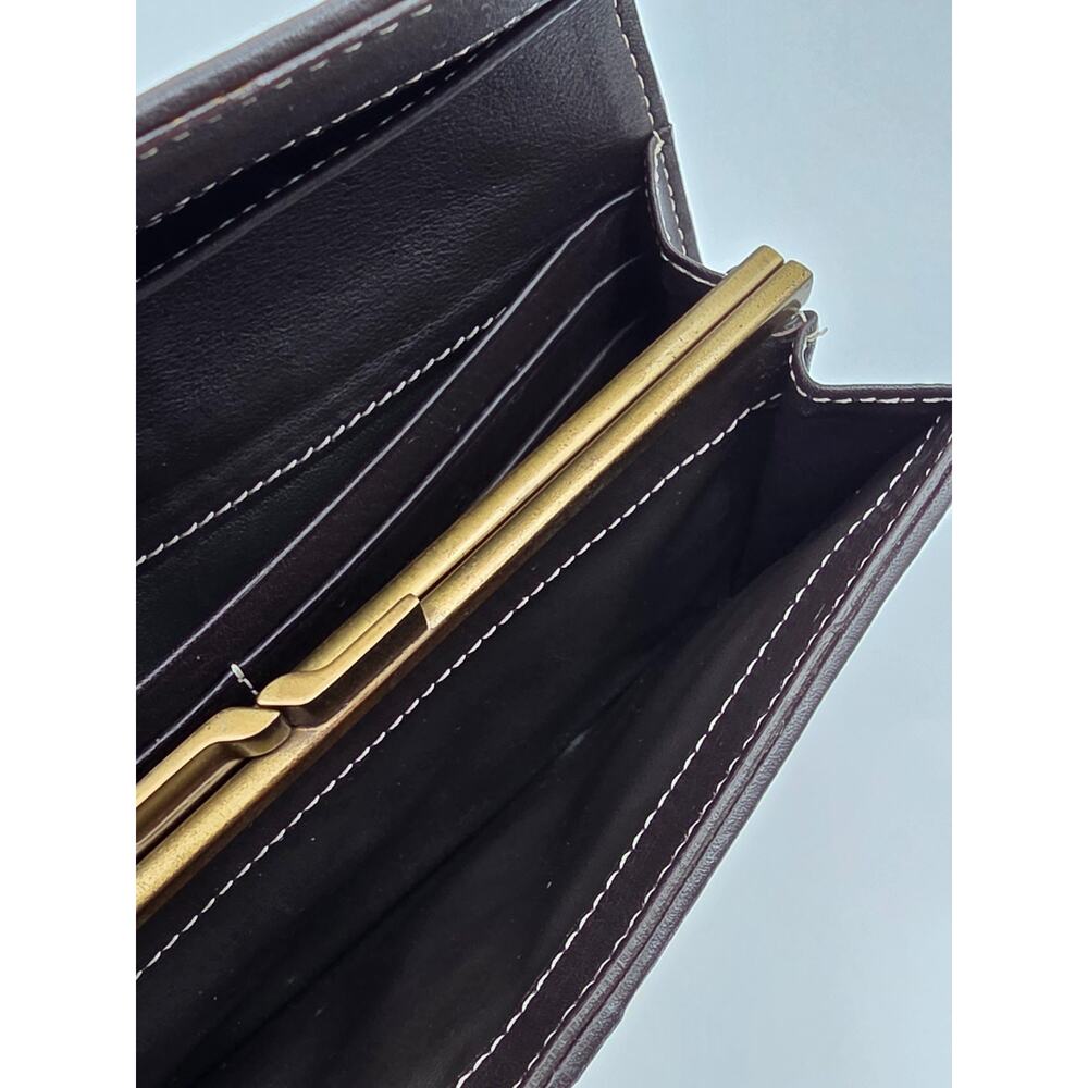 Celine Macadam Canvas Long Wallet Brown Triomphe Kiss Lock Coin Purse Vintage - Picture 8 of 16
